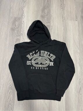 Ecko Unlimited Black Pullover Hoodie with Rhino Crest